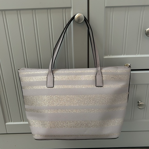 Kate Spade Glittery Silver and Cream Tote - Picture 3 of 7